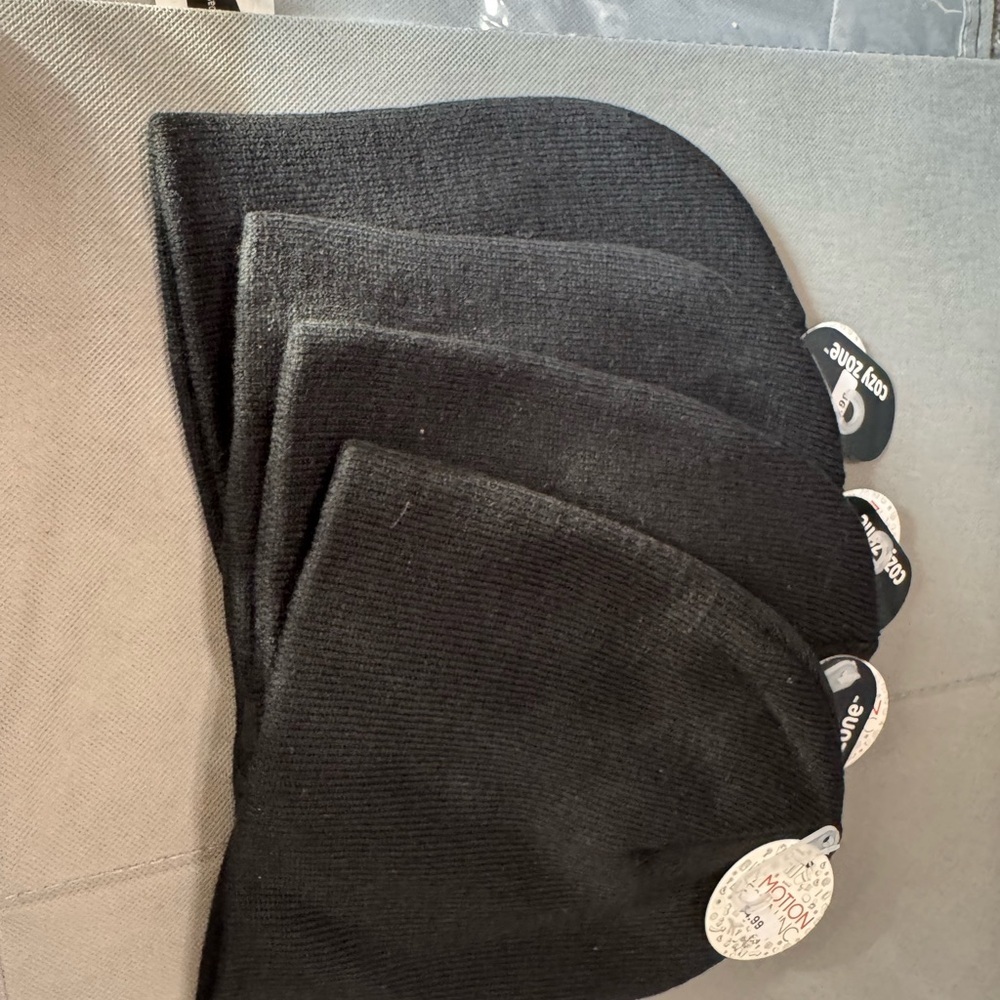 Classic Black Knit Beanie Set of 4